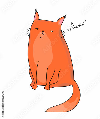 Cute cats from a set of vector cartoon characters in different poses. Postcard, logo, decor for printing.