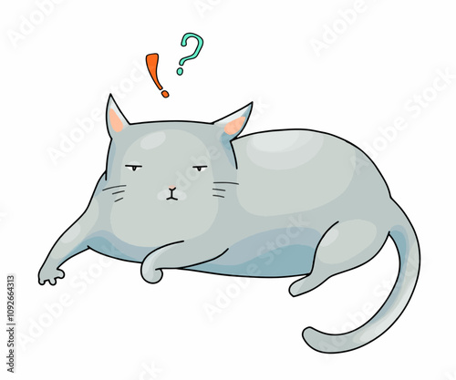 Cute cats from a set of vector cartoon characters in different poses. Postcard, logo, decor for printing.