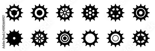 Gears icon set. Setting gears icon. Collection of mechanical cogwheels. Simple Gear wheel collection. Gear icons. Vector illustration with cogwheels sign set. photo