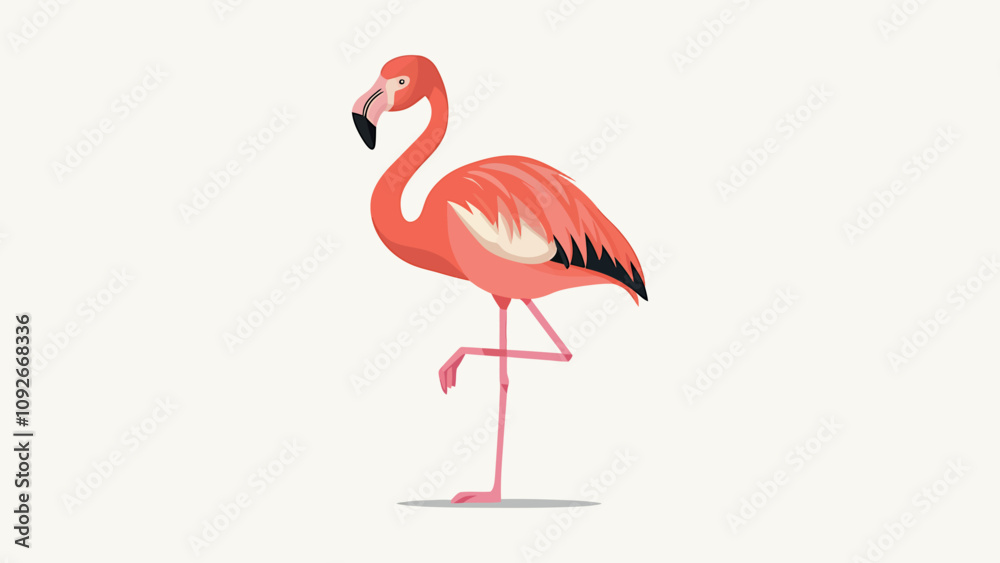 Obraz premium Colorful Flamingo Illustration Standing Gracefully On One Leg 