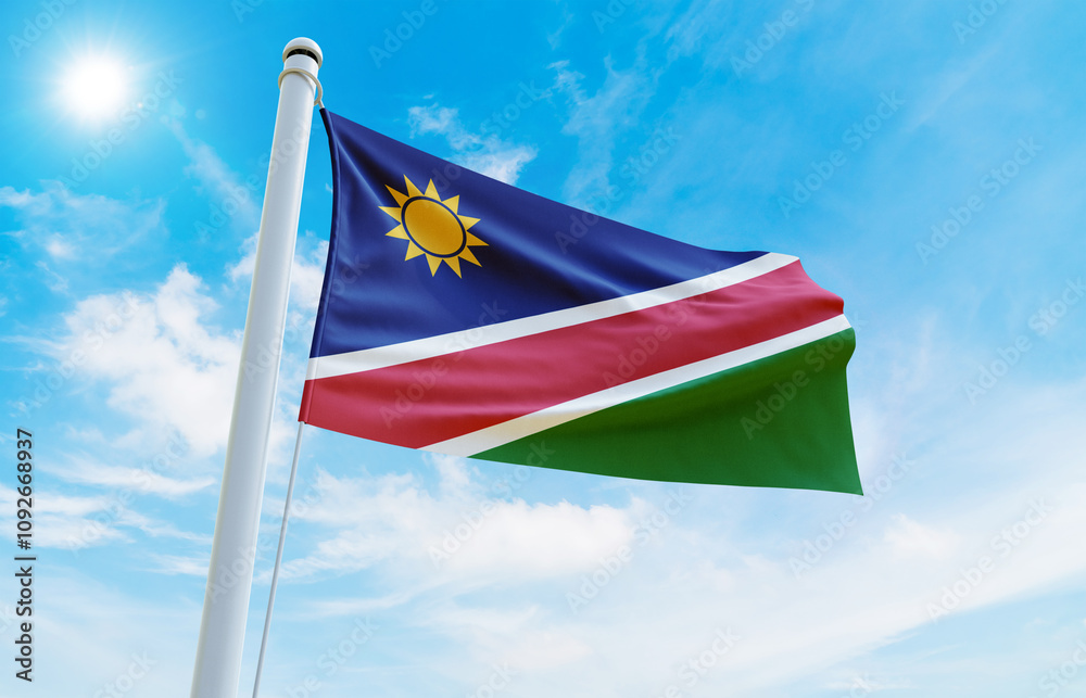 Fototapeta premium Namibia Flag Photo, High-Quality Image of Namibia Flag. Waving Namibia Flag