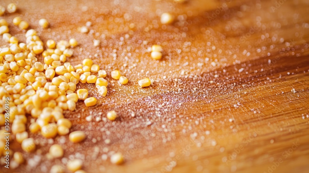 Close-up of corn kernels on a cutting board Close-up of corn kernels on a cutting board