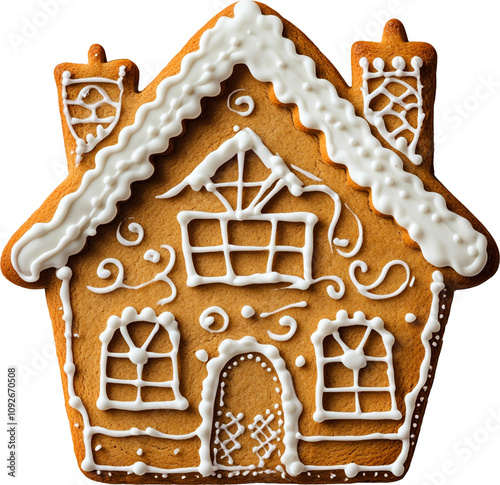 gingerbread house shaped cookie isolated on transparent background, house, christmas, gingerbread, food, gingerbread house, candy, home, decoration