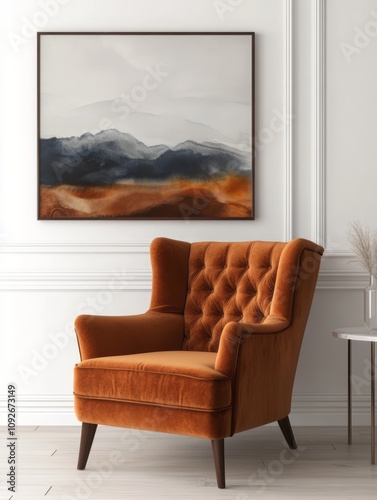 Orange Velvet Armchair with...