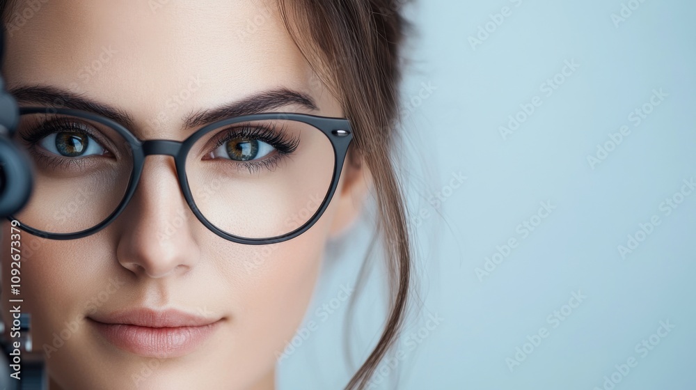 Stylish Female with Glasses in Soft Lighting Stylish Female with Glasses in Soft Lighting