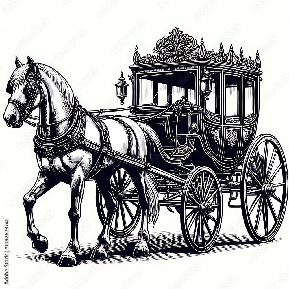 Fototapeta premium Vintage horse-drawn carriage.