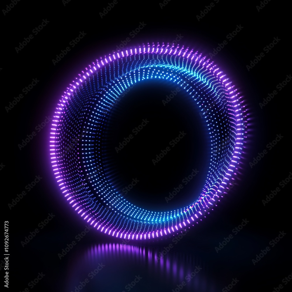 Vibrant Abstract Light Ring in Blue and Purple Glow on a Dark Background, Illuminating with Circular Design and Dynamic Energy for Modern Art Background or Technology Themes Vibrant Abstract Light Ring in Blue and Purple Glow on a Dark Background, Illuminating with Circular Design and Dynamic Energy for Modern Art Background or Technology Themes