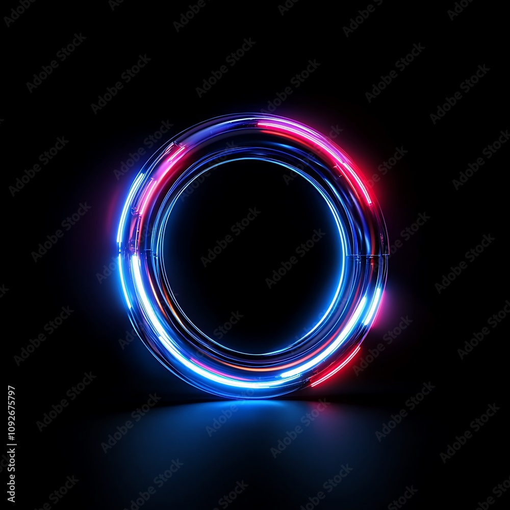 Vibrant Circular Neon Light Art with Blue and Red Glow on Black Background Creating a Modern and Abstract Visual Perfect for Creative Projects Vibrant Circular Neon Light Art with Blue and Red Glow on Black Background Creating a Modern and Abstract Visual Perfect for Creative Projects