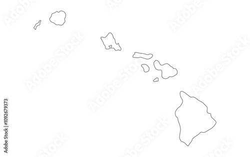 Hawaiian island map plain white color