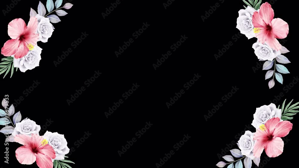 Background pattern With Flower Frame Animation Transparant 
