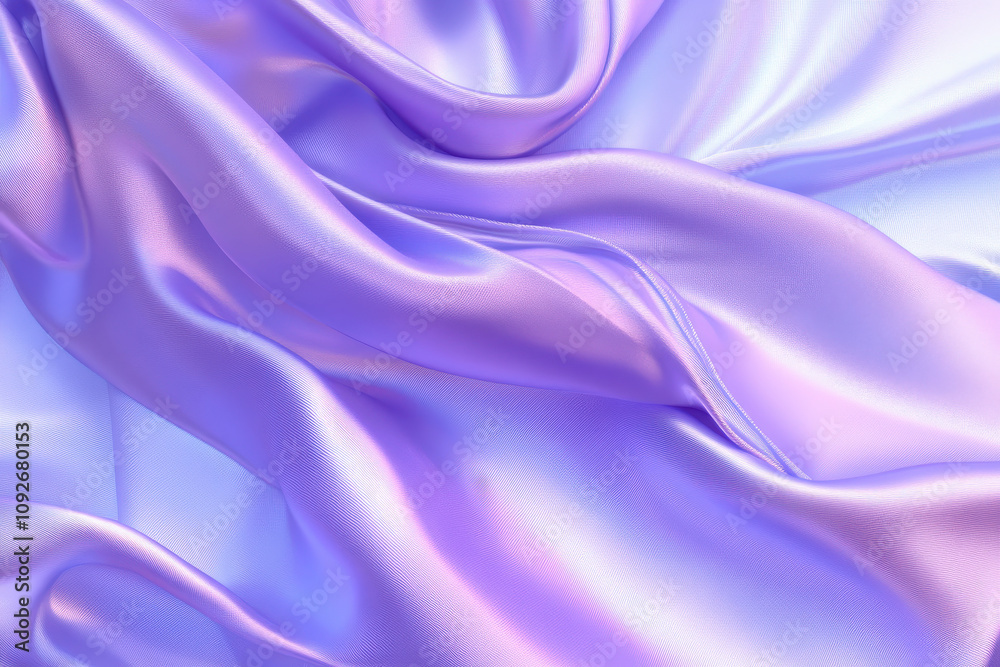 Obraz premium A close-up of flowing silk fabric in shades of lavender and blue, showcasing texture and sheen.