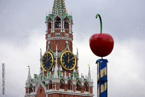 Photography Chimes of Spasskaya tower, symbol of Russia on Red Square
