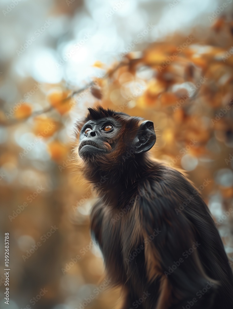 Fototapeta premium Portrait of a Tropical Spider Monkey, Close Up in Natural Surroundings