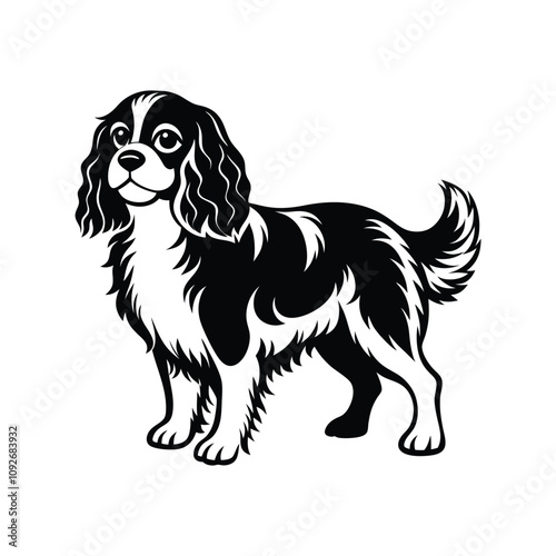 Minimalist Cavalier King Charles Spaniel Silhouette Design
