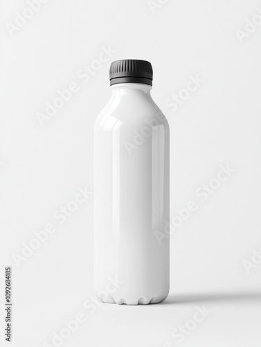 Empty white Aluminum drinking bottle for mockup and template design. 3D illustration.