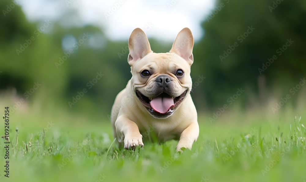 Happy dog playing on green grass, Generative AI Happy dog playing on green grass, Generative AI