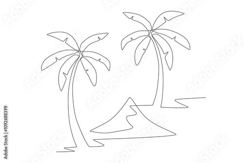 Palm tree concept one-line drawing