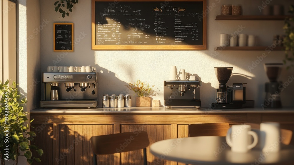 A coffee corner with a small cafe-style table and chairs A coffee corner with a small cafe-style table and chairs