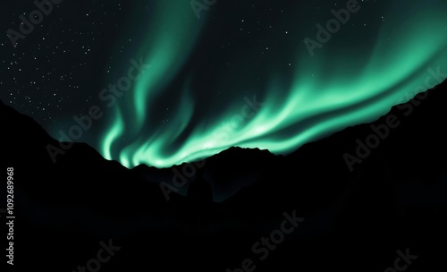 Silhouette of a person in the mountains with northern lights christmas tree silhouette Illustration 