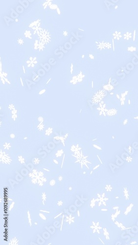 Abstract 3D vertical backgrounds falling snowflakes confetti particle Happy New Year 2025 Merry Christmas Navidad event festive greeting card blank space glitter white defocused bokeh wallpaper