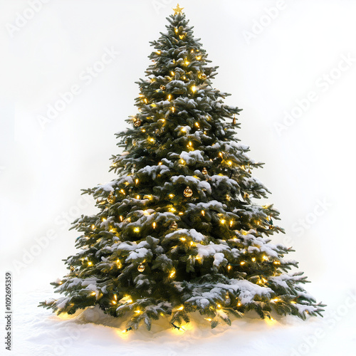 christmas tree with snow