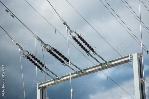 power poles and lines of a power grid photo