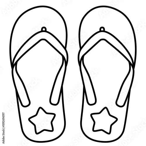 Sandal Flip Flop star 4 outline