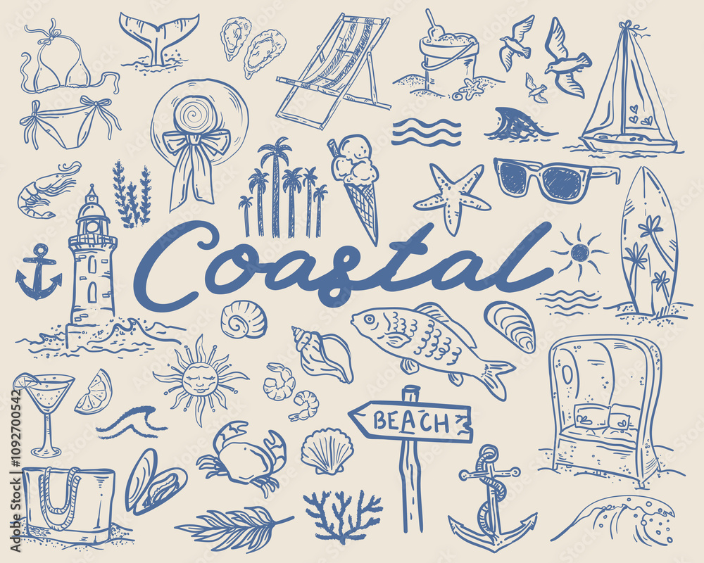 © Wiktoria Matynia - Whimsical coastal hand drawn vector illustrations - collection © Wiktoria Matynia - Whimsical coastal hand drawn vector illustrations - collection