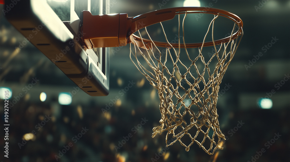 Close-Up of Basketball Hoop in Stadium