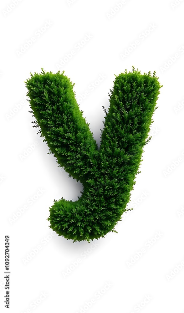 3D Render of a Grassy Letter Y on White Background. AI Generated 3D Render of a Grassy Letter Y on White Background. AI Generated