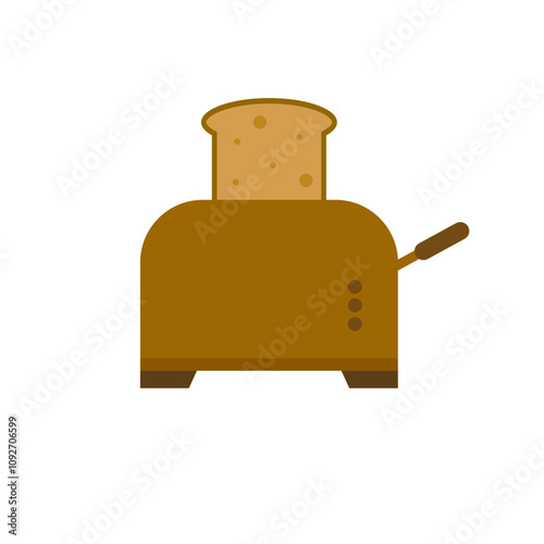 A toaster with toast flat design vector illustration. Retro design element for kitchen