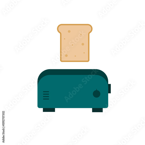 A toaster with toast flat design vector illustration. Retro design element for kitchen