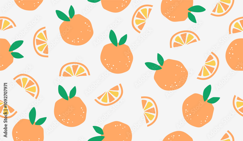 Cute orange fruits pattern background vector design Cute orange fruits pattern background vector design