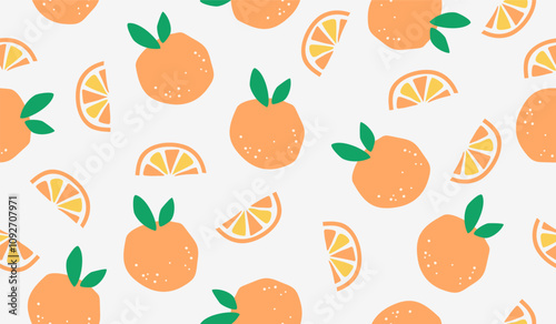 Cute orange fruits pattern background vector design