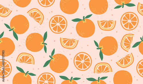 Cute orange fruits pattern background vector design