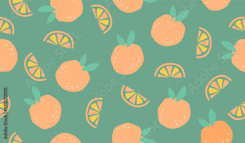 Cute orange fruits pattern background vector design