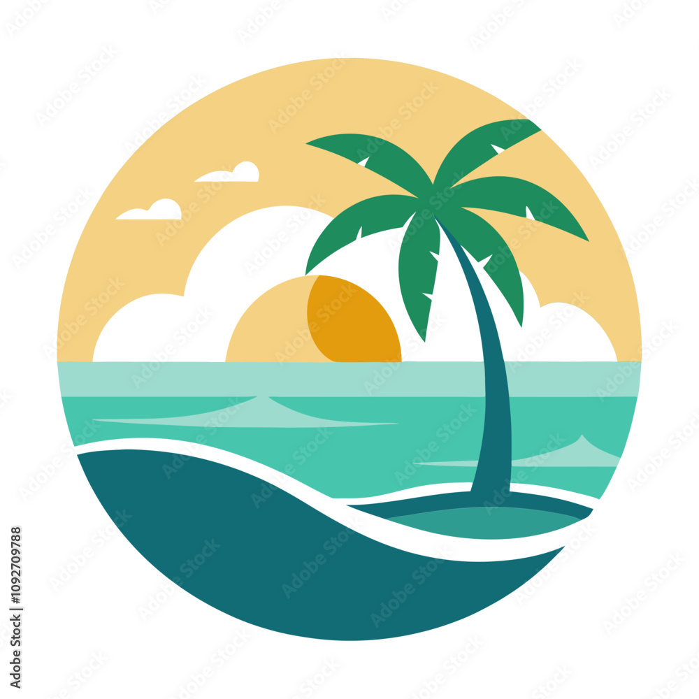 Beach view logo design template Beach view logo design template