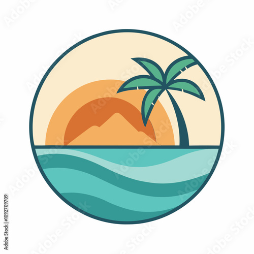 Beach view logo design template