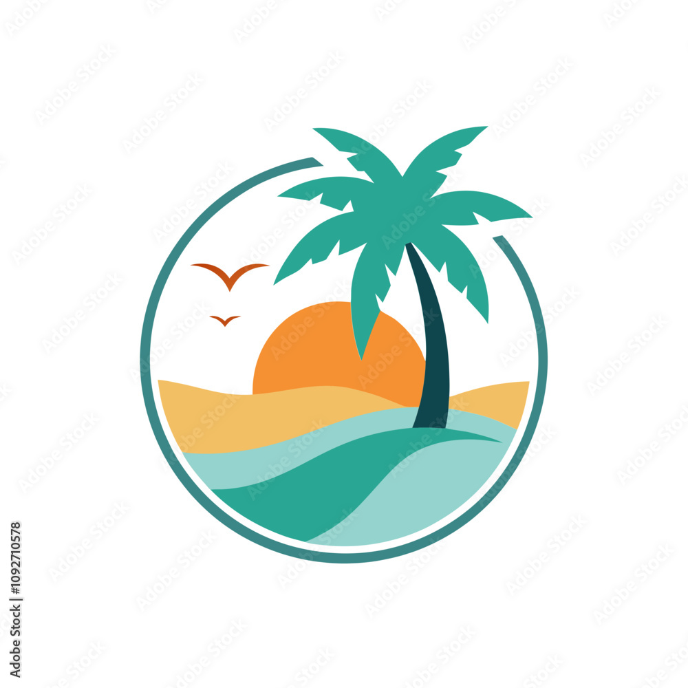 Fototapeta premium Beach view logo design template