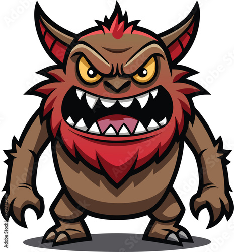 Angry Red Monster Cartoon Illustration