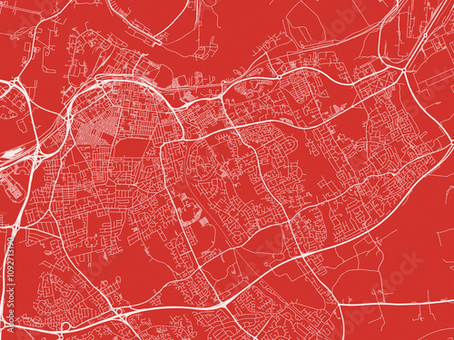Christmas Map of Middlesbrough, United Kingdom in Snowy White on Festive Red Background.