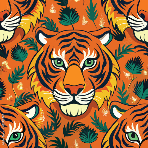 Tiger Tropical Seamless Pattern 