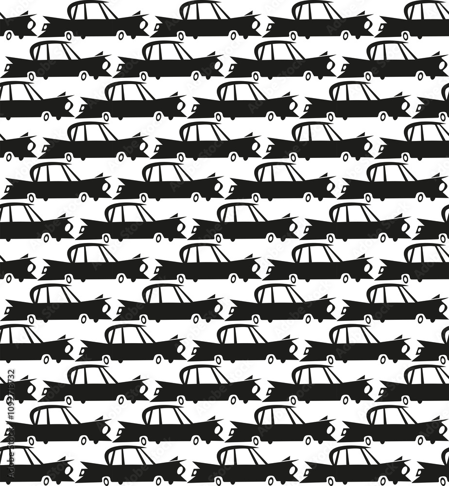 Seamless pattern of black cars Seamless pattern of black cars