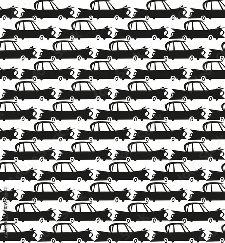 Seamless pattern of black cars 