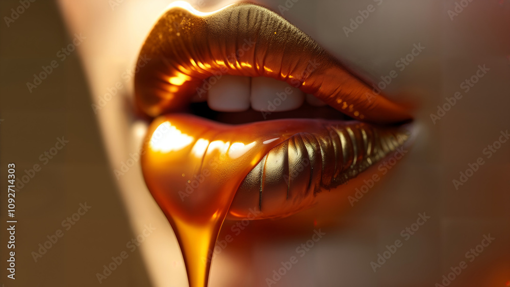 Glossy Lips with Honey and Metallic Lipstick Glossy Lips with Honey and Metallic Lipstick