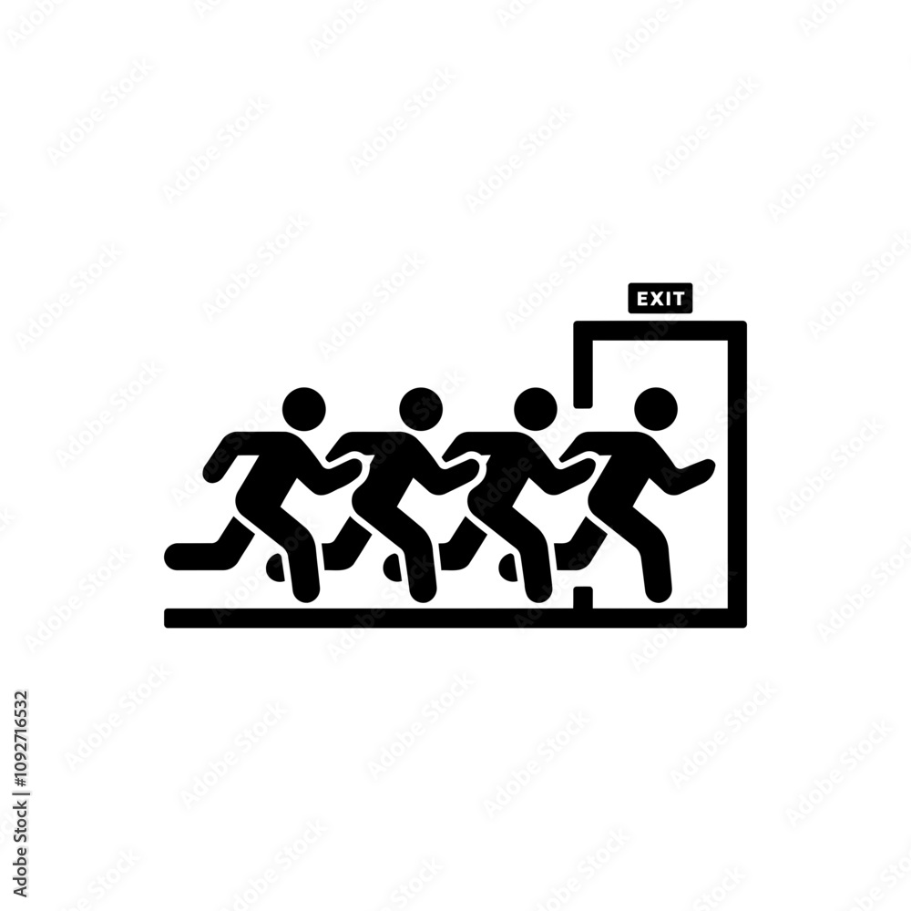 Fototapeta premium Group running to exit icon