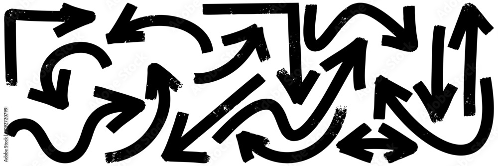 Set of Hand drawn vector arrows doodle on white background. Bold brush drawn arrows. design element vector illustration. Set of Hand drawn vector arrows doodle on white background. Bold brush drawn arrows. design element vector illustration.