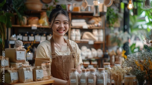 Simple vector art of a blooming flower, "Happy Mother's Day" text in refined script