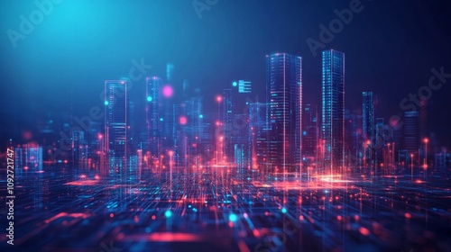 Wallpaper Mural Futuristic AI-Powered Business Hub with Glowing Holograms and Geometric Layouts Torontodigital.ca