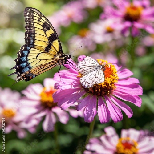 A fantastical garden where flowers bloom into butterflies as they open. Surreal Dreamscapes photo